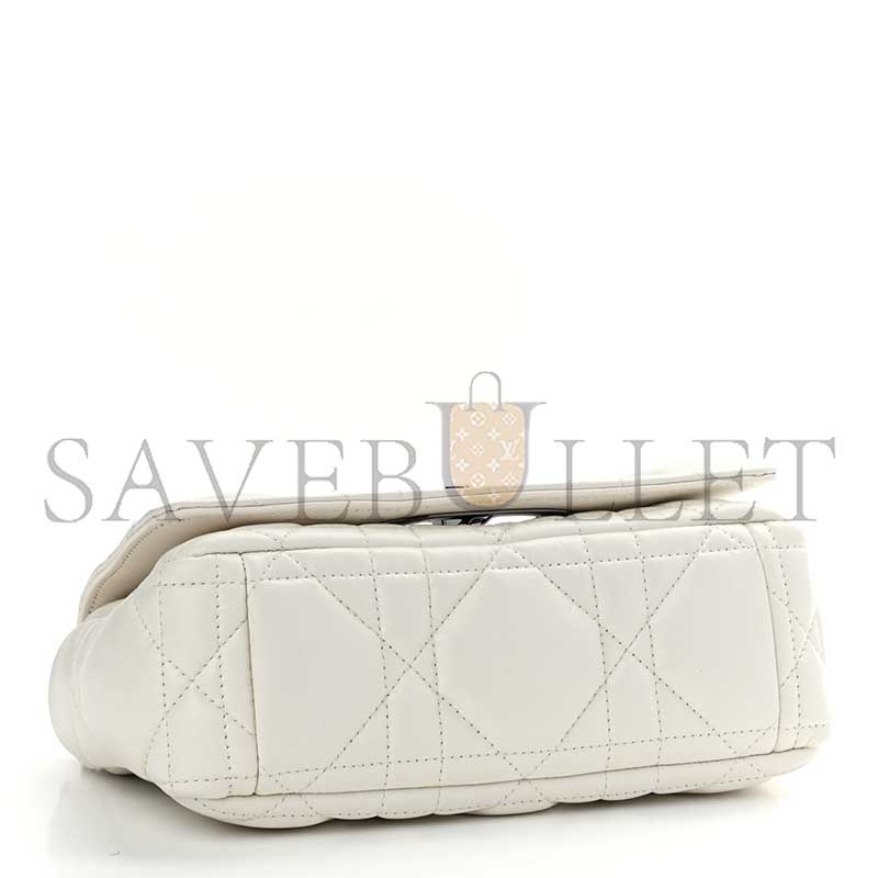 DIOR LAMBSKIN MACROCANNAGE SMALL DIOR CARO BAG IVORY (20*12*7cm) 